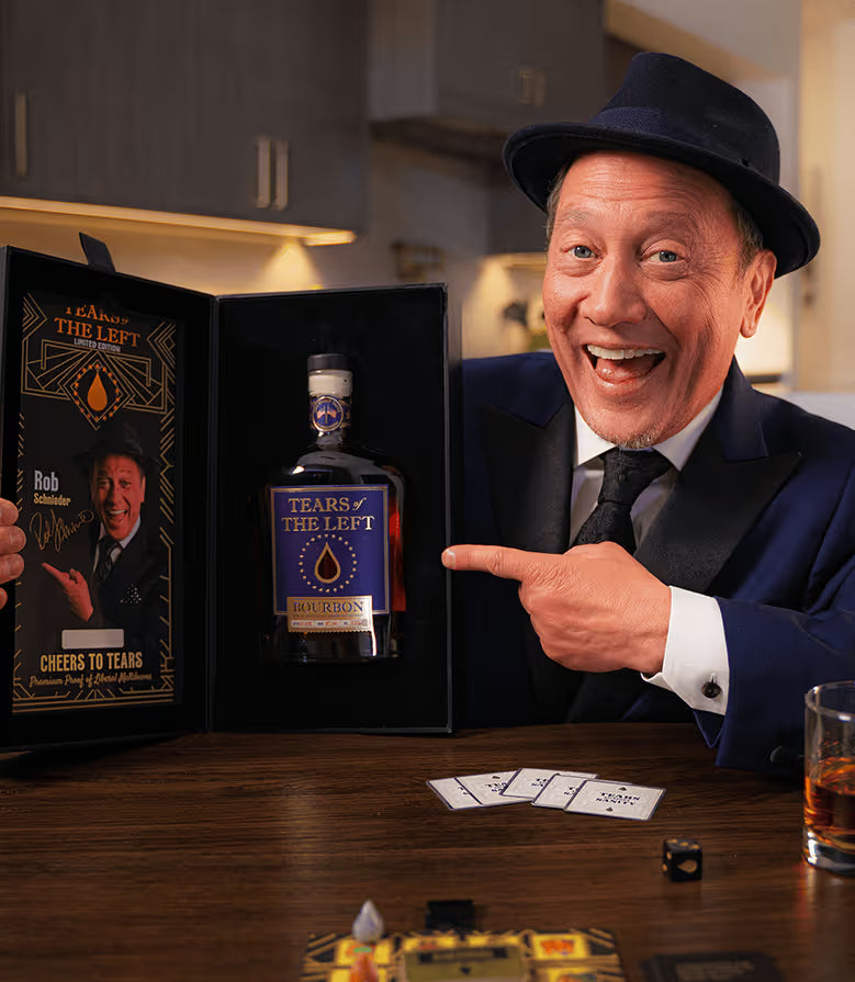 Tears Against Sanity game cards and bourbon