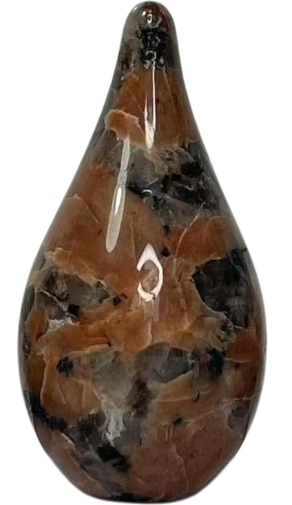 Polished marbled tear stone.
