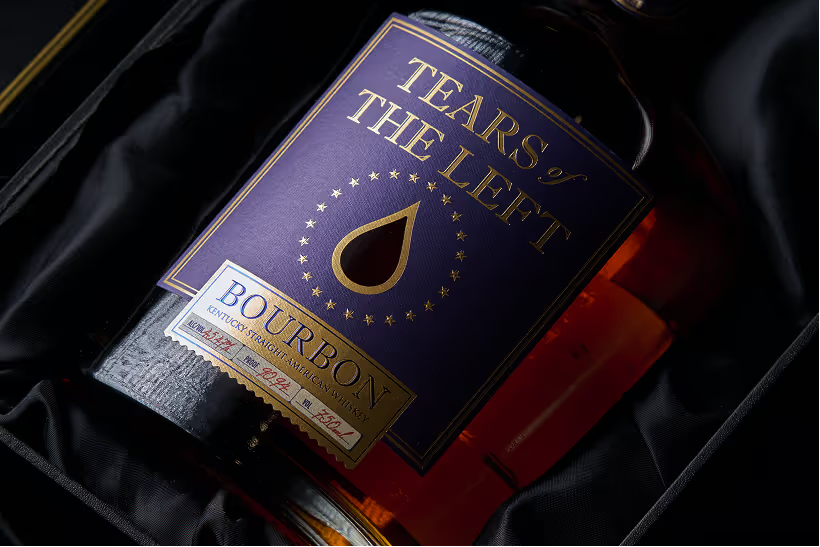 Tears of the Left bourbon bottle detail