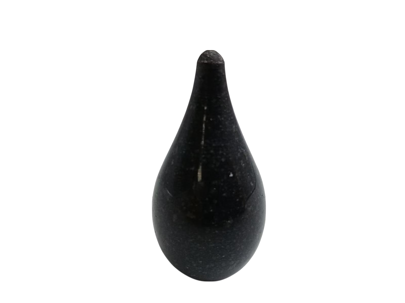 Dark tear-shaped game stone.