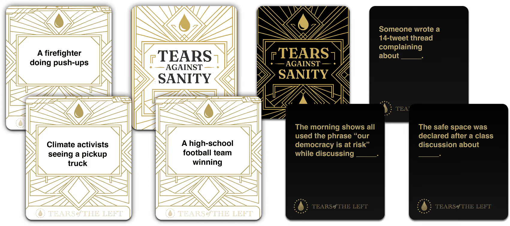 Tears Against Sanity prompt and response cards.