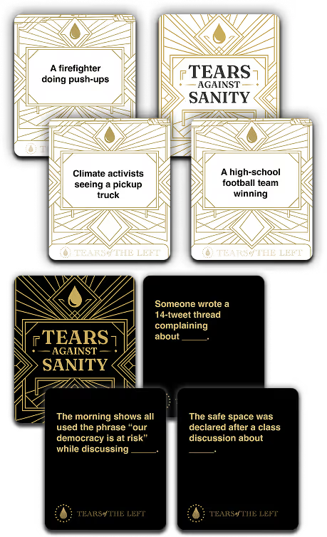 Tears Against Sanity prompt and response cards.