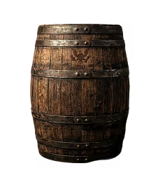 A wooden bourbon barrel.