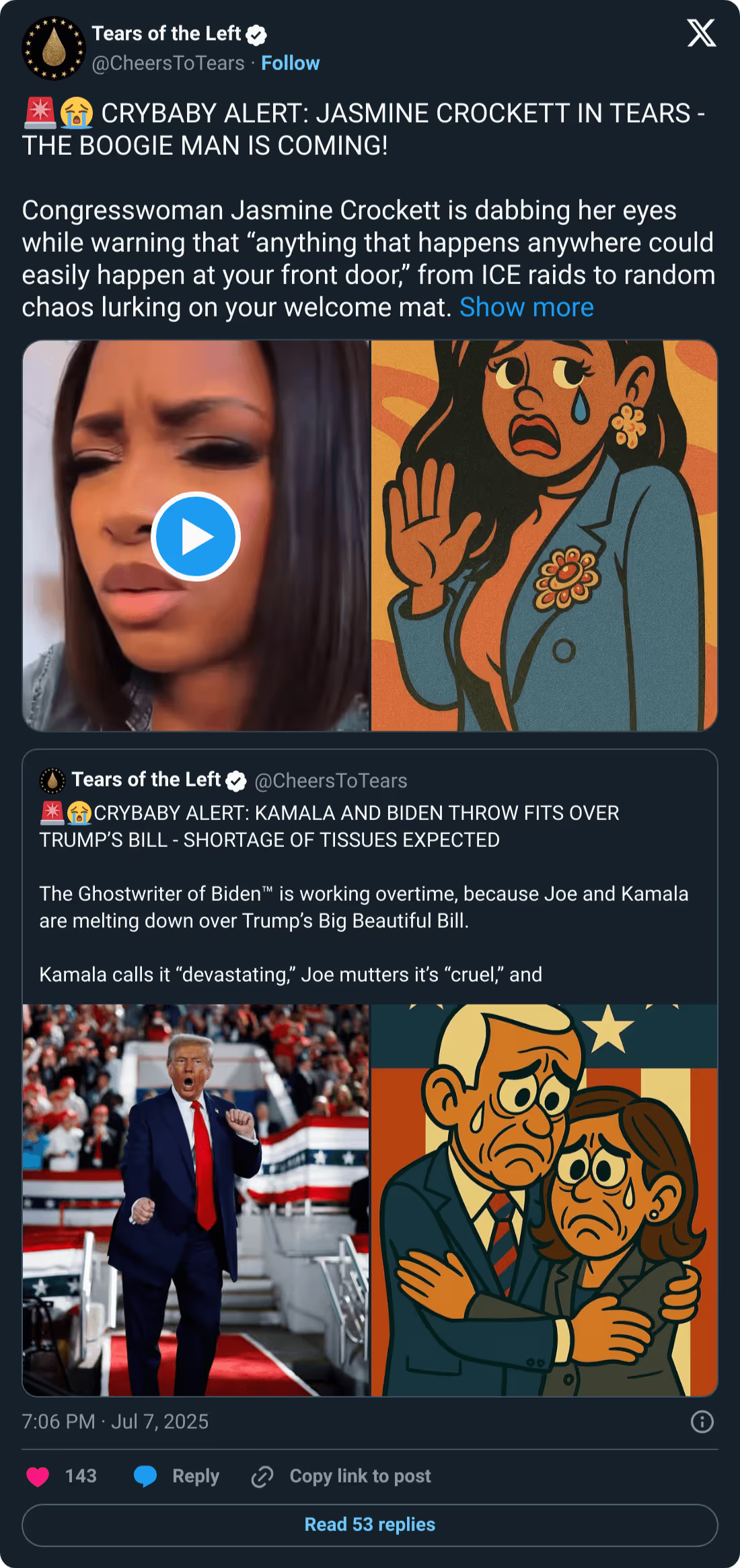 Tears of the Left social post